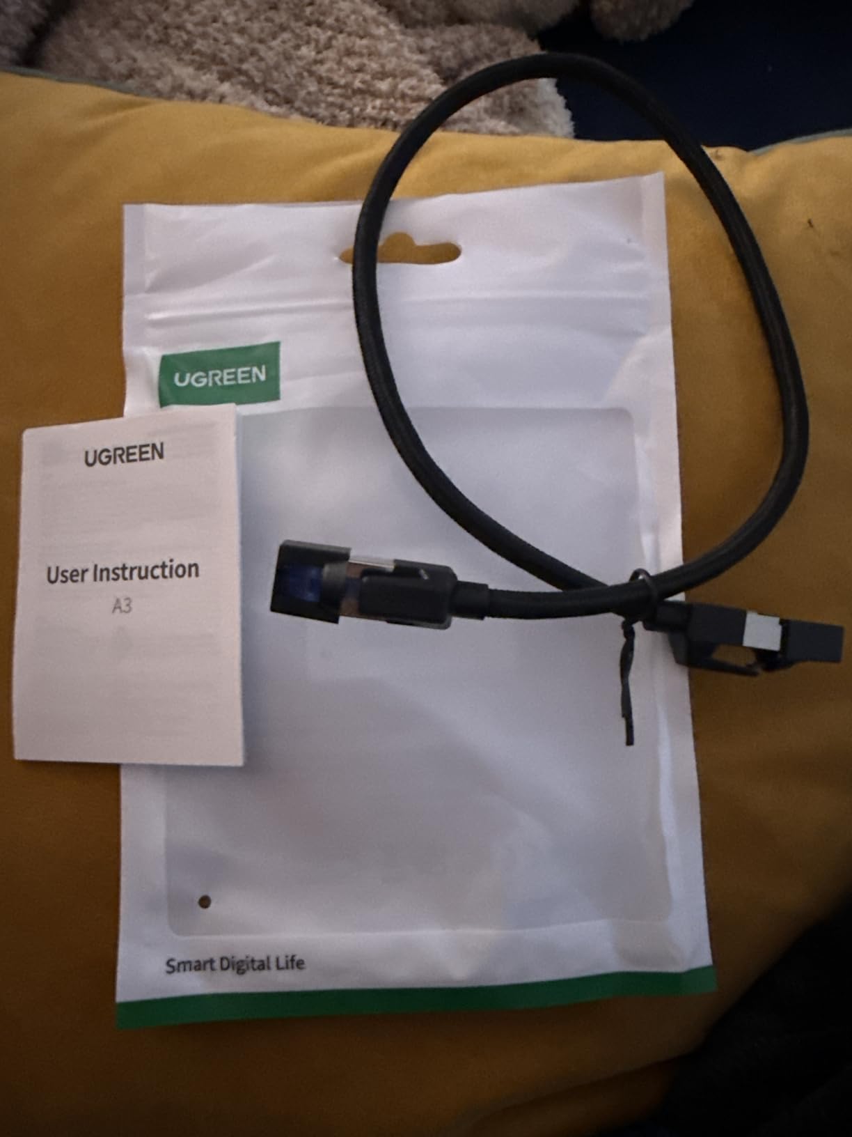 UGREEN Cat 8 Ethernet Cable 3FT, High Speed Braided 40Gbps 2000Mhz Network Cord Cat8 RJ45 Shielded Indoor Heavy Duty LAN Cables Compatible with Gaming PC PS5 PS4 PS3 Xbox Modem Router 3FT customer photo 1