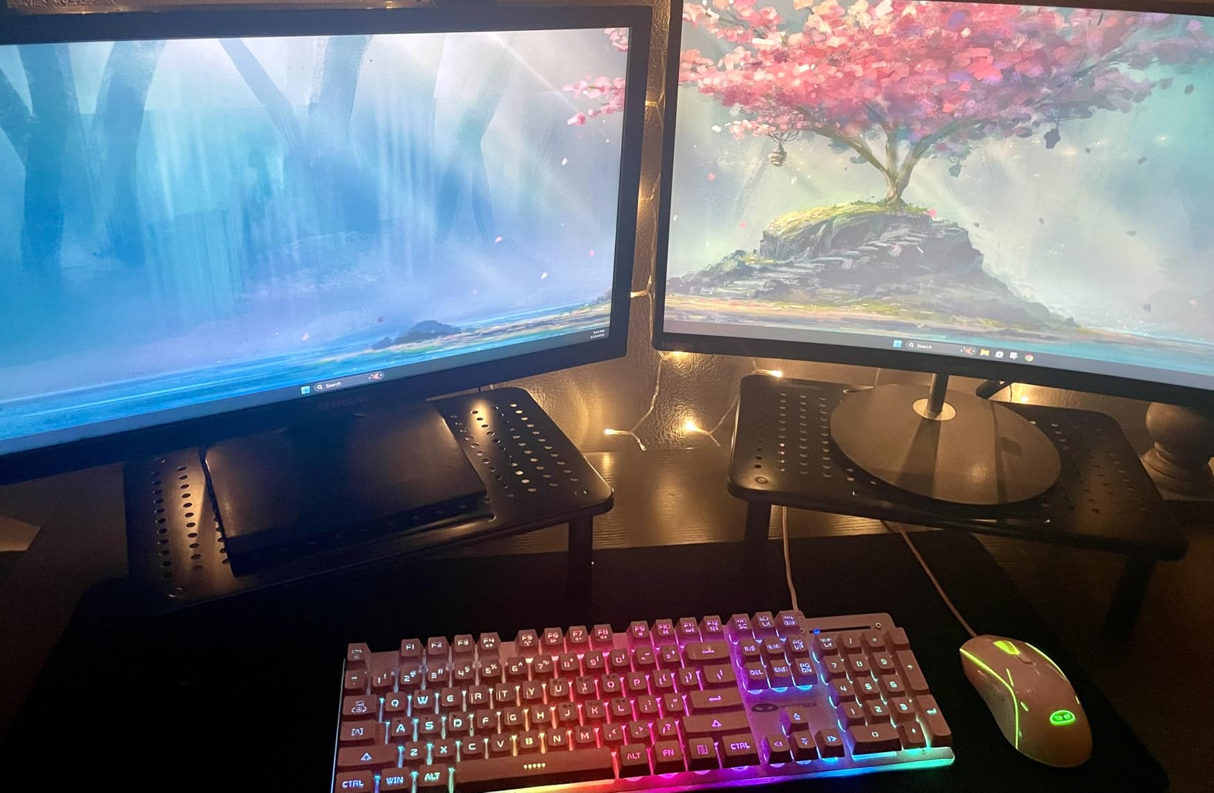 BONTEC Monitor Stand 2 Pack Height Adjustable Metal Riser with Pen Holder, Black, 14.5