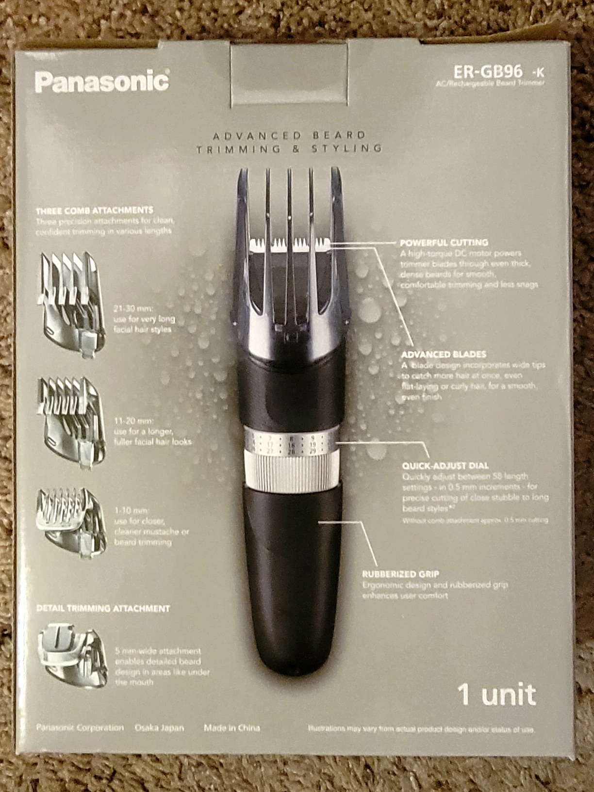 Panasonic Long Beard Trimmer for Men, 58 Length Settings and 4 Attachments to Cut and Detail, Corded or Cordless Beard Trimmer for Men - ER-GB96-K (Black) customer photo 2