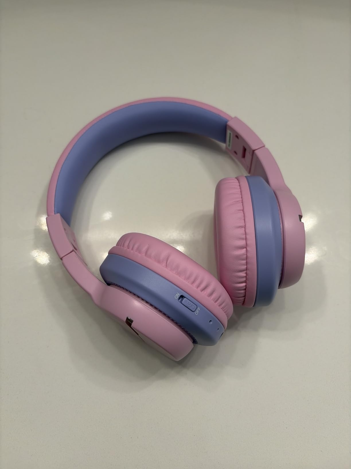 iClever BTH12 Kids Bluetooth Headphones, Colorful LED Lights Kids Headphones Wireless, 74/85dBA Safe Volume, 85H Playtime, Fast Charging, Bluetooth 5.2, Over Ear, Built-in Mic for iPad/Tablet/Airplane, Blue customer photo 2