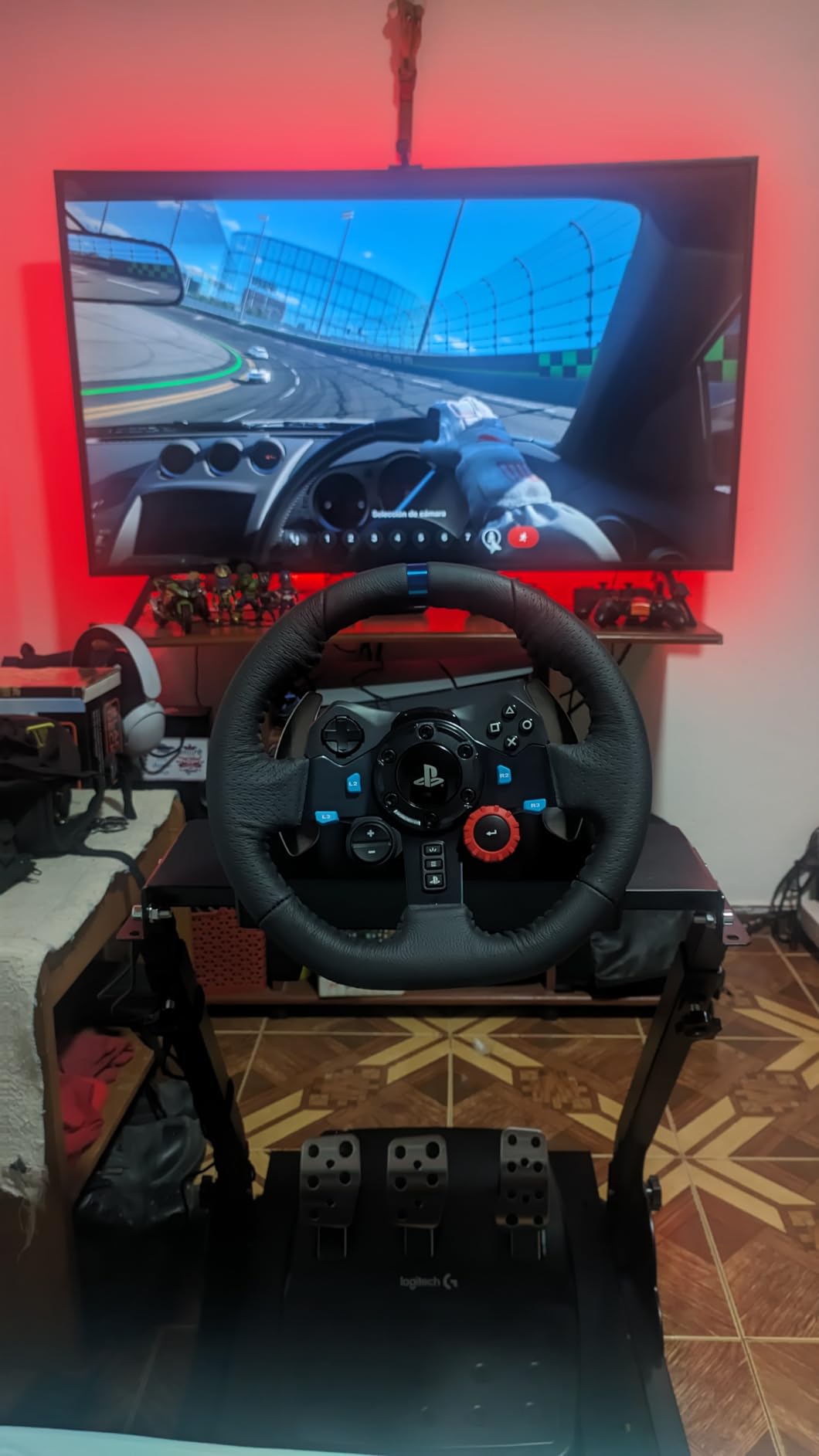 Racing Wheel Stand, Height Adjustable & Foldable Steering Wheal Stand Compatible with Logitech G25,G27,G29,G920 Gaming Cockpit customer photo 2