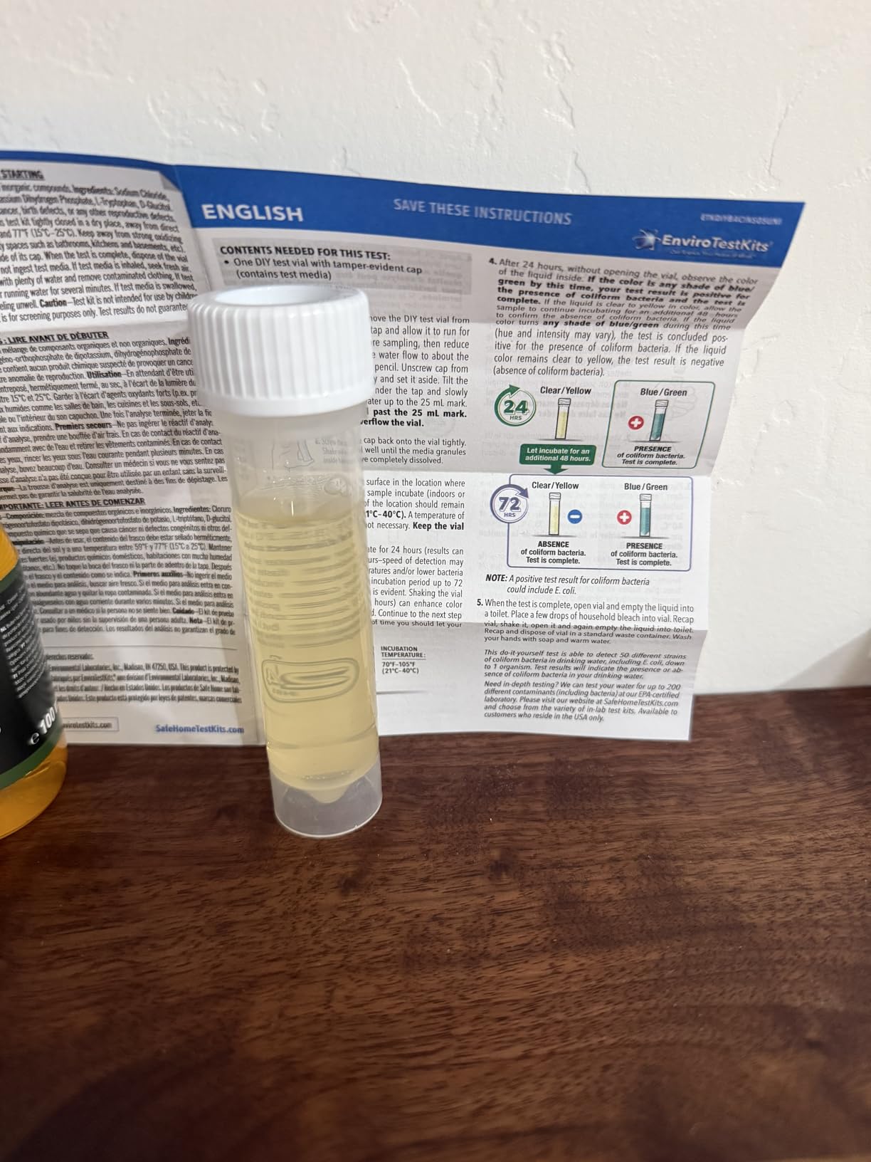 Safe Home DIY Bacteria in Water Test Kit - Results as Fast as 6 Hours - Detects 50 Different Species of Coliform Bacteria - EPA Lab Certified - Made in the USA - (1 Pack) customer photo 2
