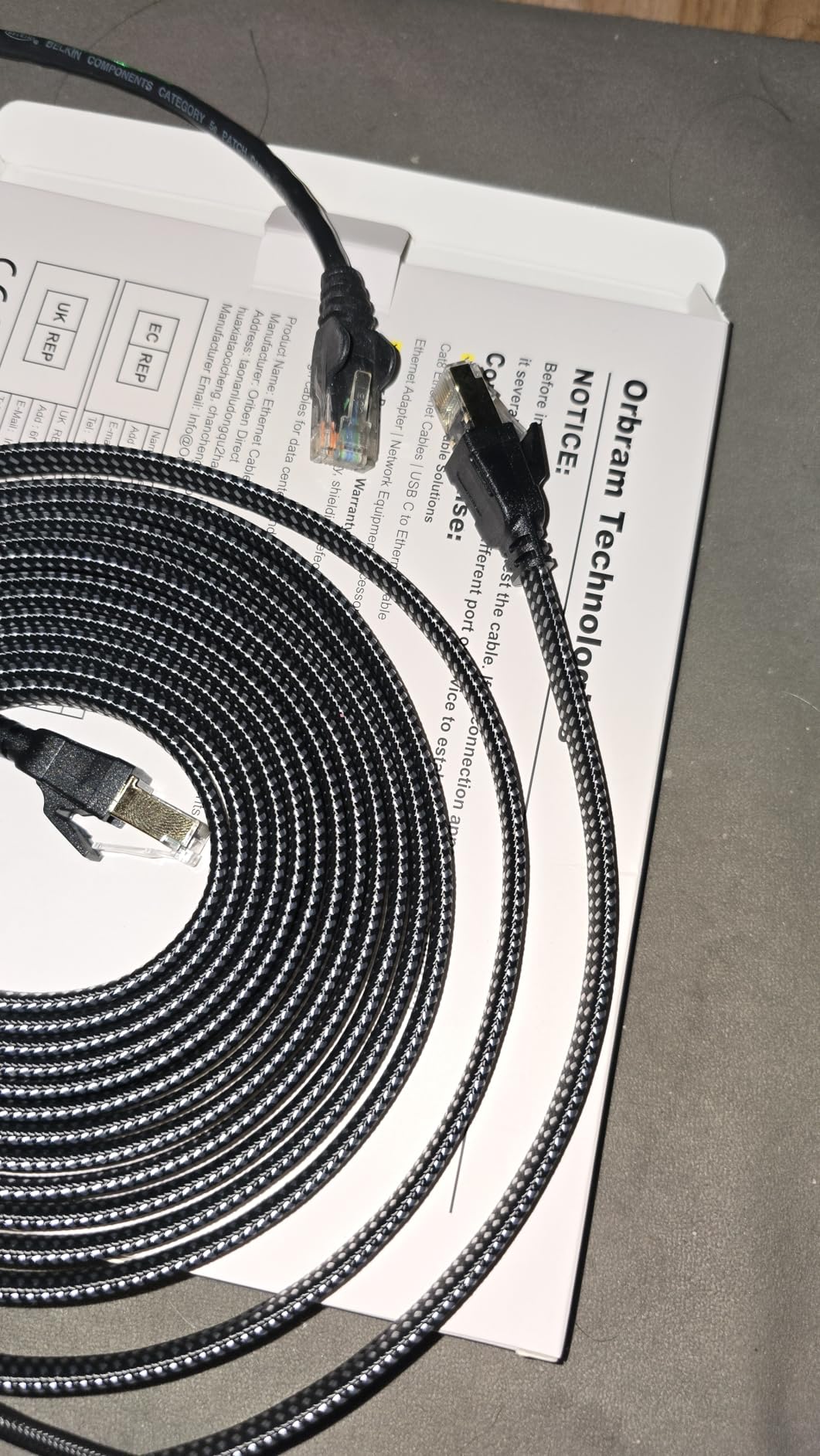 Orbram Cat 8 Ethernet Cable 50 ft, Nylon Braided High Speed Heavy Duty Network LAN Patch Cord, 40Gbps 2000Mhz SFTP RJ45 Flat Internet Cable Shielded in Wall, Indoor&Outdoor for Modem/Router/Gaming/PC customer photo 2