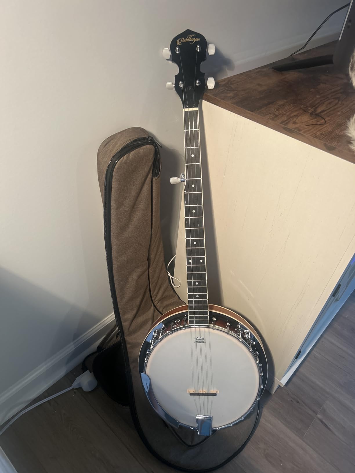 Ashthorpe 5-String Banjo - Full Size with 24 Brackets, Closed Back, Mahogany Resonator, Geared 5th Tuner, Padded Gig Bag customer photo 1