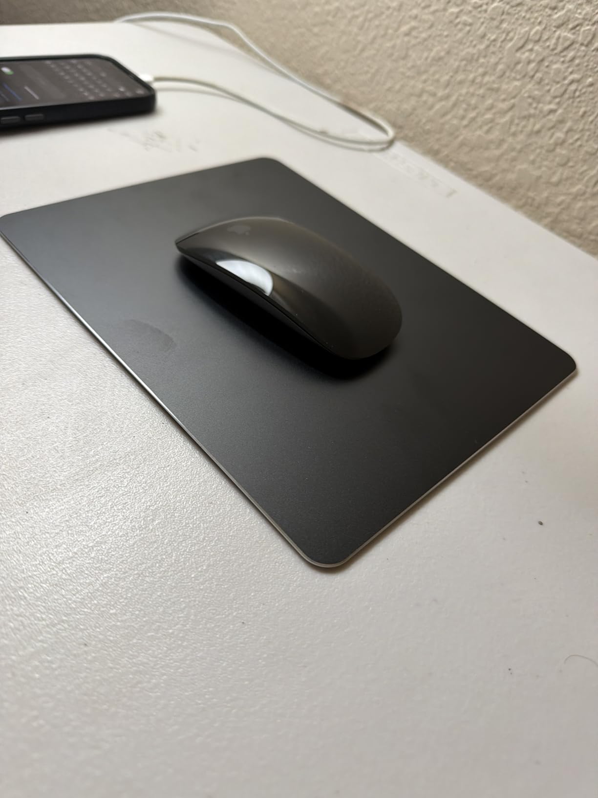 Vaydeer Hard Metal Aluminum Mouse Pad Clear Modern Smooth Magic Ultra Thin Double Side Design Mouse Mat Waterproof Fast and Accurate Control Compatible for Gaming and Office, Black, 9.05X7.08 Inch customer photo 1