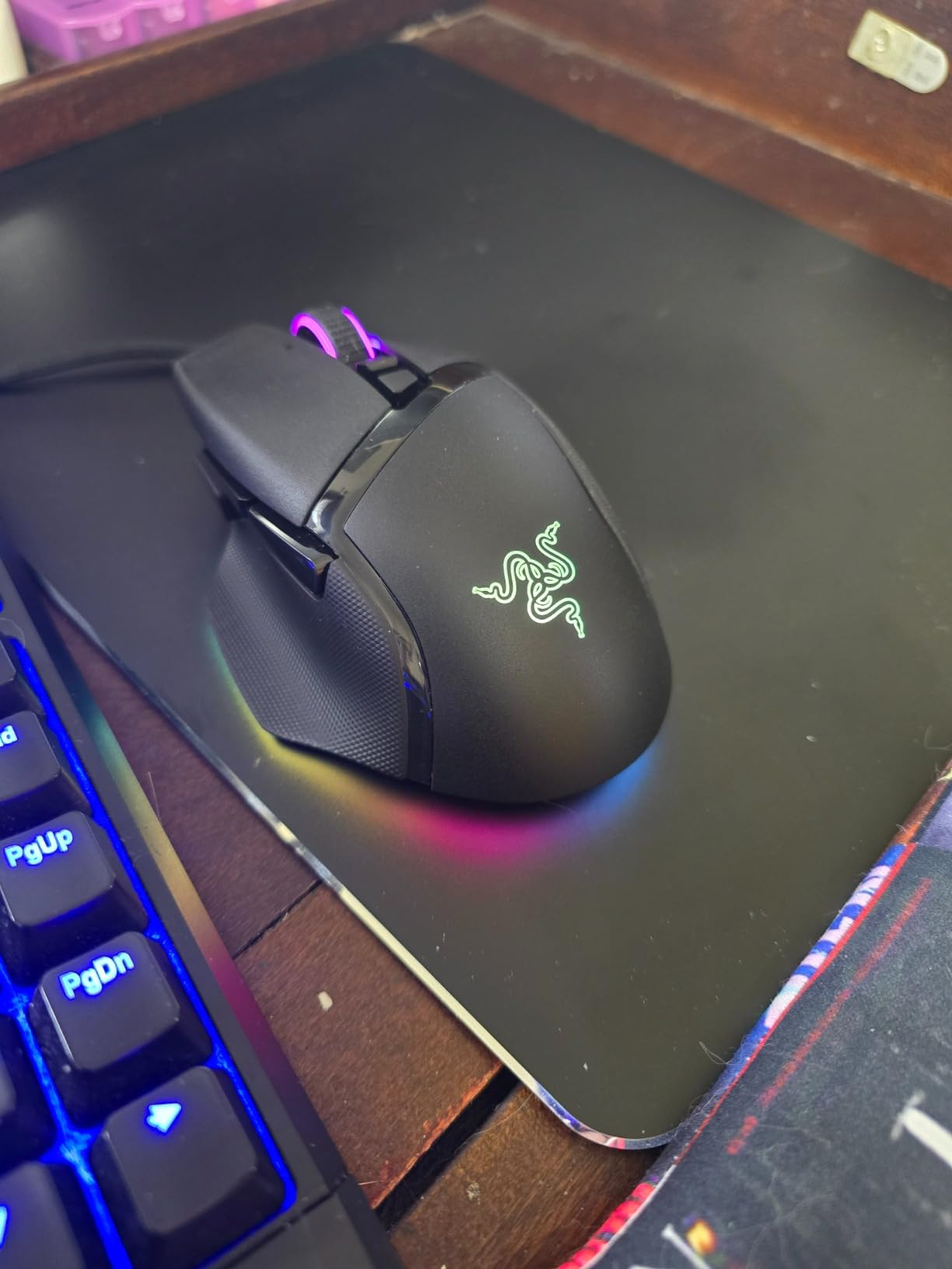 Vaydeer Hard Metal Aluminum Mouse Pad Clear Modern Smooth Magic Ultra Thin Double Side Design Mouse Mat Waterproof Fast and Accurate Control Compatible for Gaming and Office, Black, 9.05X7.08 Inch customer photo 2