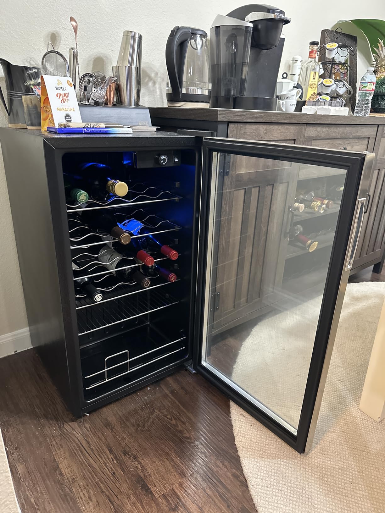 BLACK+DECKER 26 Bottle Wine Fridge with Interior Light and Mechanical Temperature Control, Compressor Cooling Wine Cooler Refrigerator with 4 Wine Racks and 1 Flat Shelf, Wine Bottle Chiller customer photo 1