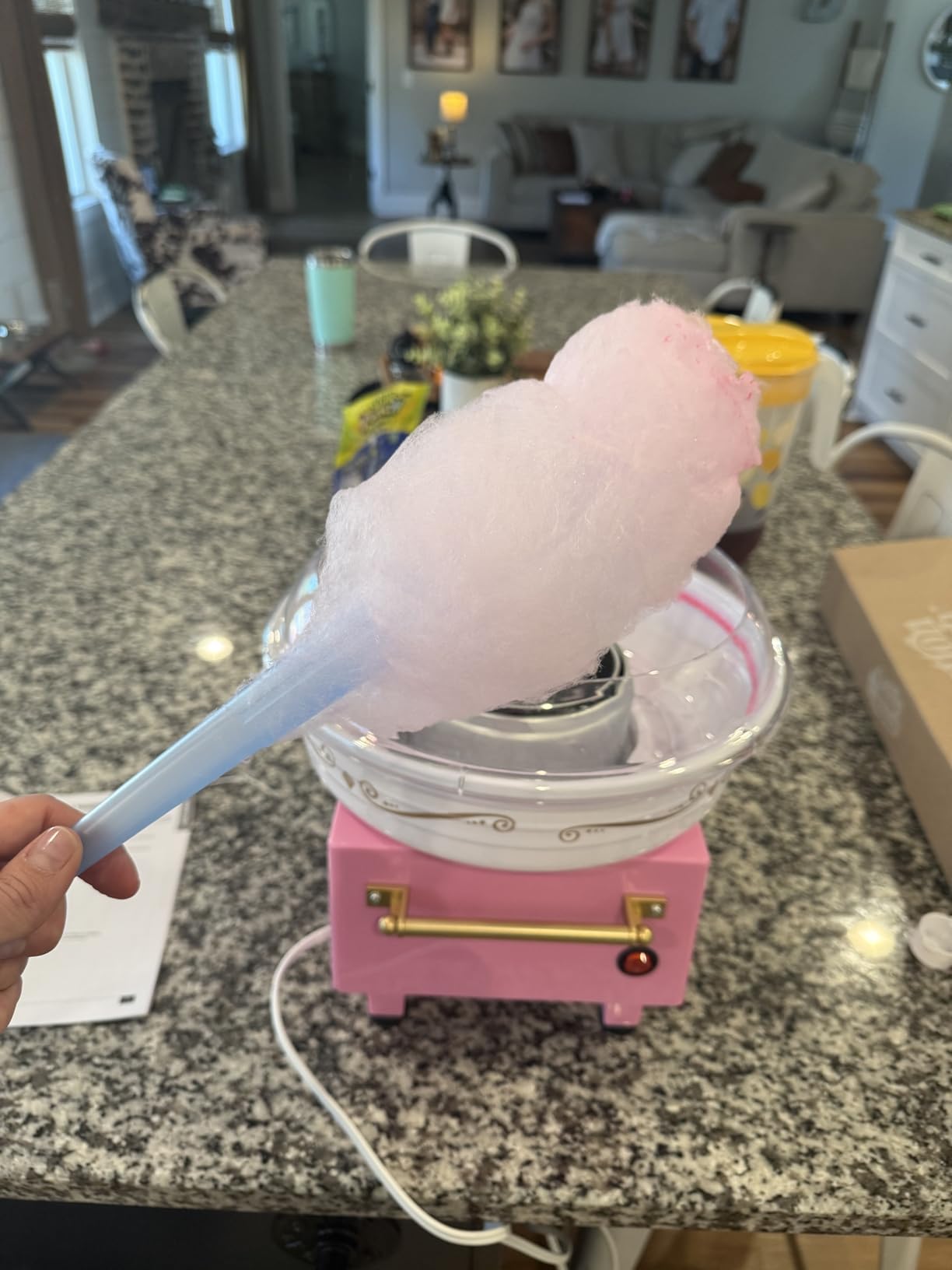 Nostalgia Vintage Cotton Candy Machine - Countertop Cotton Candy Maker With 2 Reusable Cones & 1 Sugar Scoop - Use Hard Candy or Sugar to Create Fluffy, Delicious Treats in Minutes - Pink customer photo 2