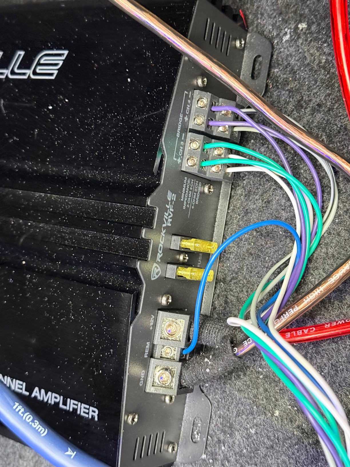 Rockville RVF-2 4-Channel Car Amplifier, 1200W Peak/300W RMS, Class-AB, MOSFET, Adjustable Crossover, Bass EQ, Perfect for Subwoofers and Car Audio customer photo 2