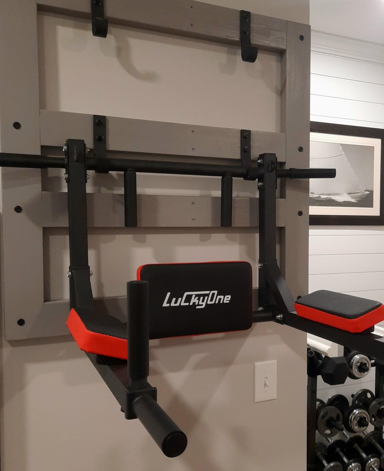 Multifunctional Wall Mounted Pull Up Bar, Heavy Duty Steel Chin Up Bar, Dip Station for Indoor Workout customer photo 2