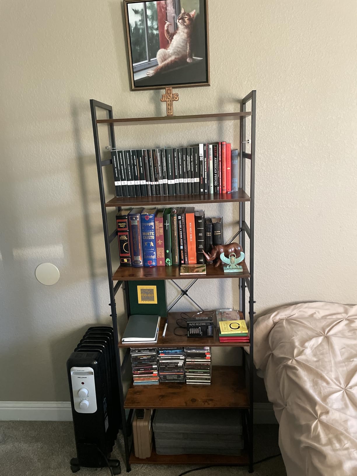 NUMENN 5 Tier Bookshelf, Tall Bookcase Shelf Storage Organizer, Modern Book Shelf for Bedroom, Living Room and Home Office, Vintage customer photo 1