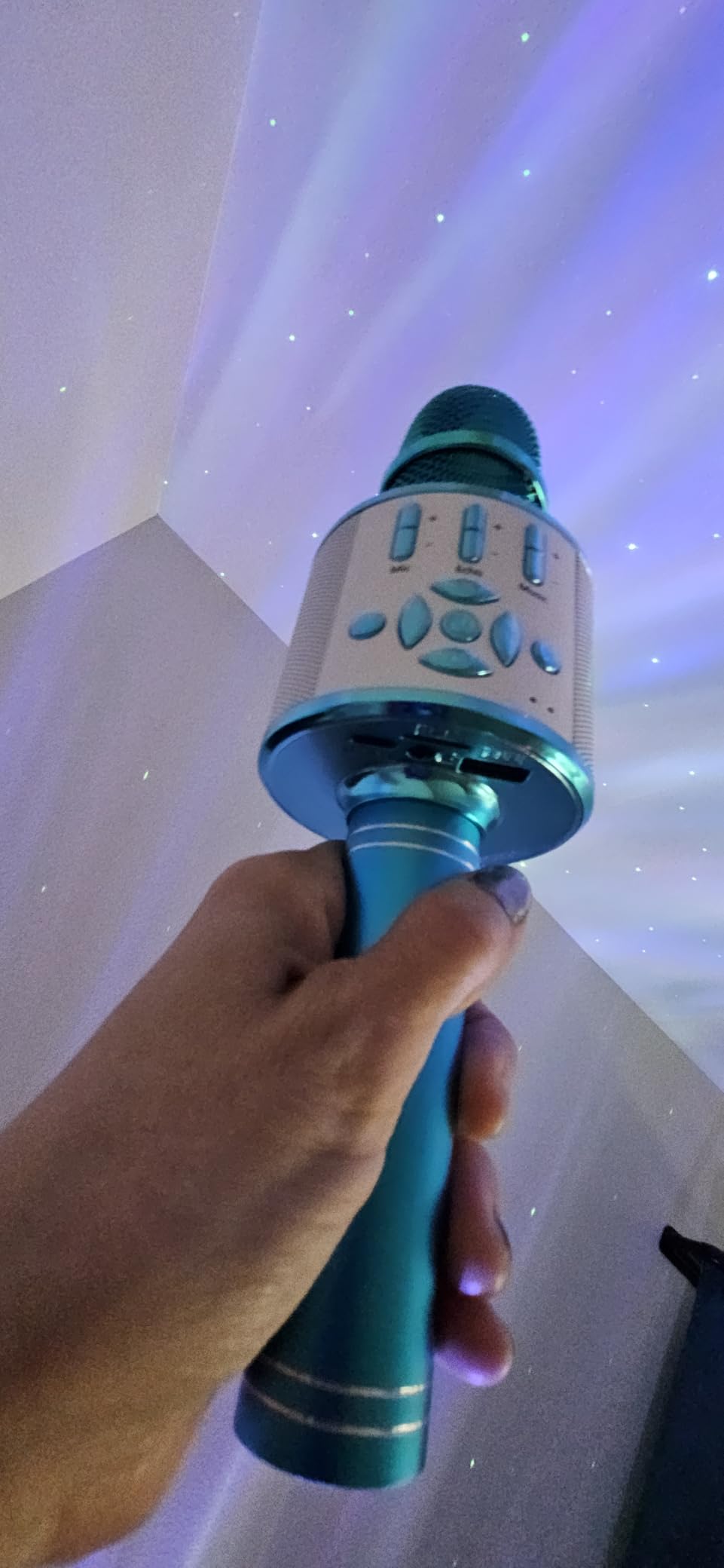 Amazmic Kids Karaoke Microphone Machine Toys for Girls Bluetooth Microphone with LED Light, Mother's Day Birthday Gift for Girls Boys 3 4 5 6 7 8 9 10 11 12 Year Old Kids Toys(Blue) customer photo 1