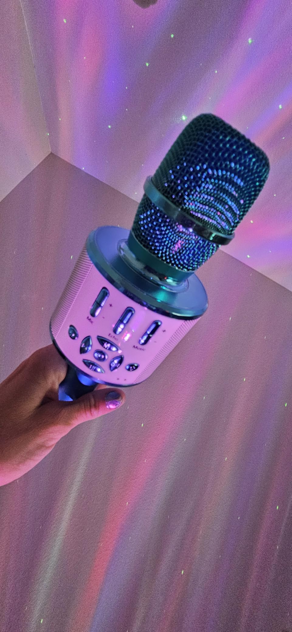 Amazmic Kids Karaoke Microphone Machine Toys for Girls Bluetooth Microphone with LED Light, Mother's Day Birthday Gift for Girls Boys 3 4 5 6 7 8 9 10 11 12 Year Old Kids Toys(Blue) customer photo 2