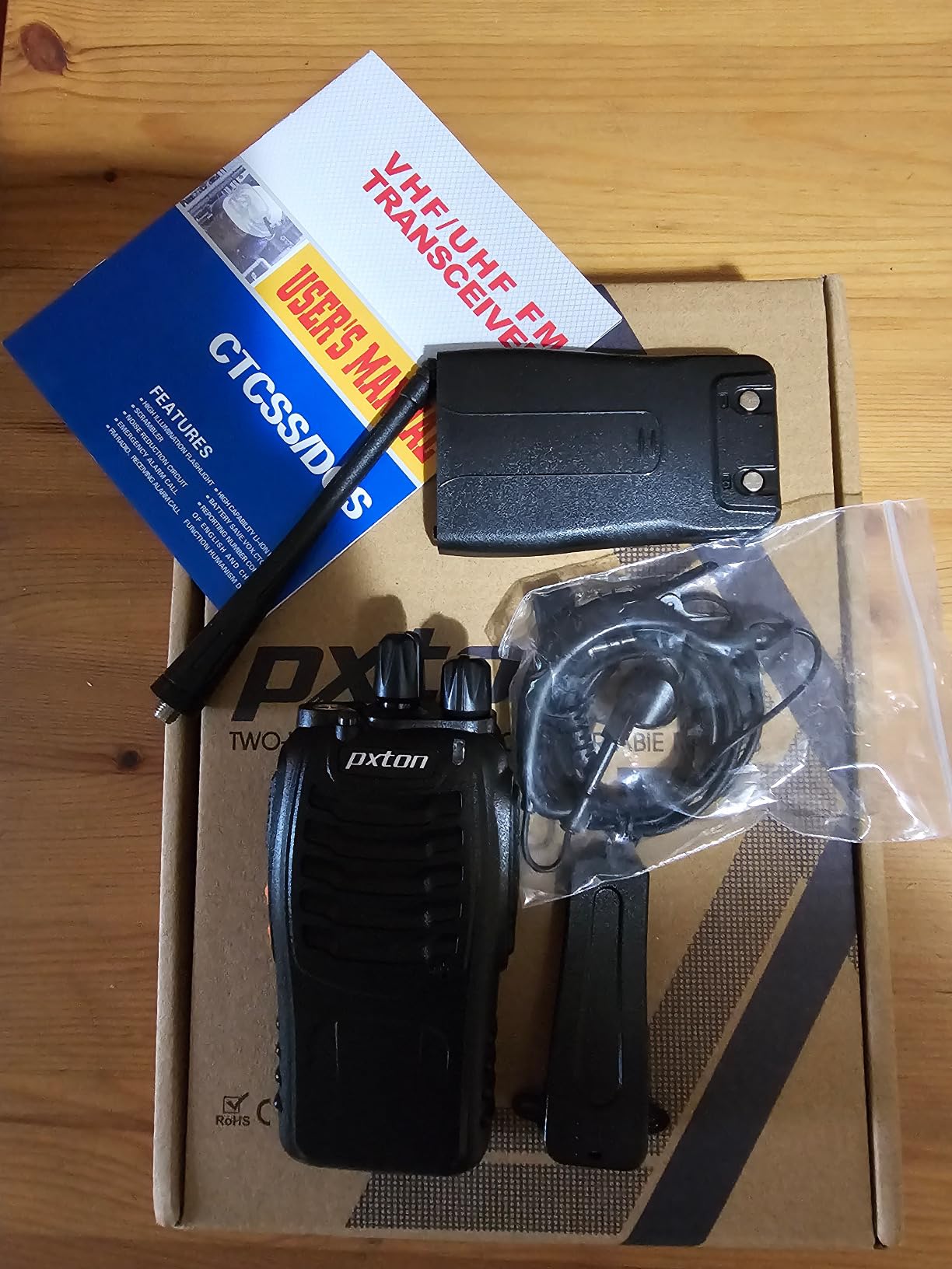 pxton Walkie Talkies Rechargeable Long Range Two-Way Radios with Earpieces,2-Way Radios UHF Handheld Transceiver Walky Talky with Flashlight Li-ion Battery and Charger (2 Pack) customer photo 1