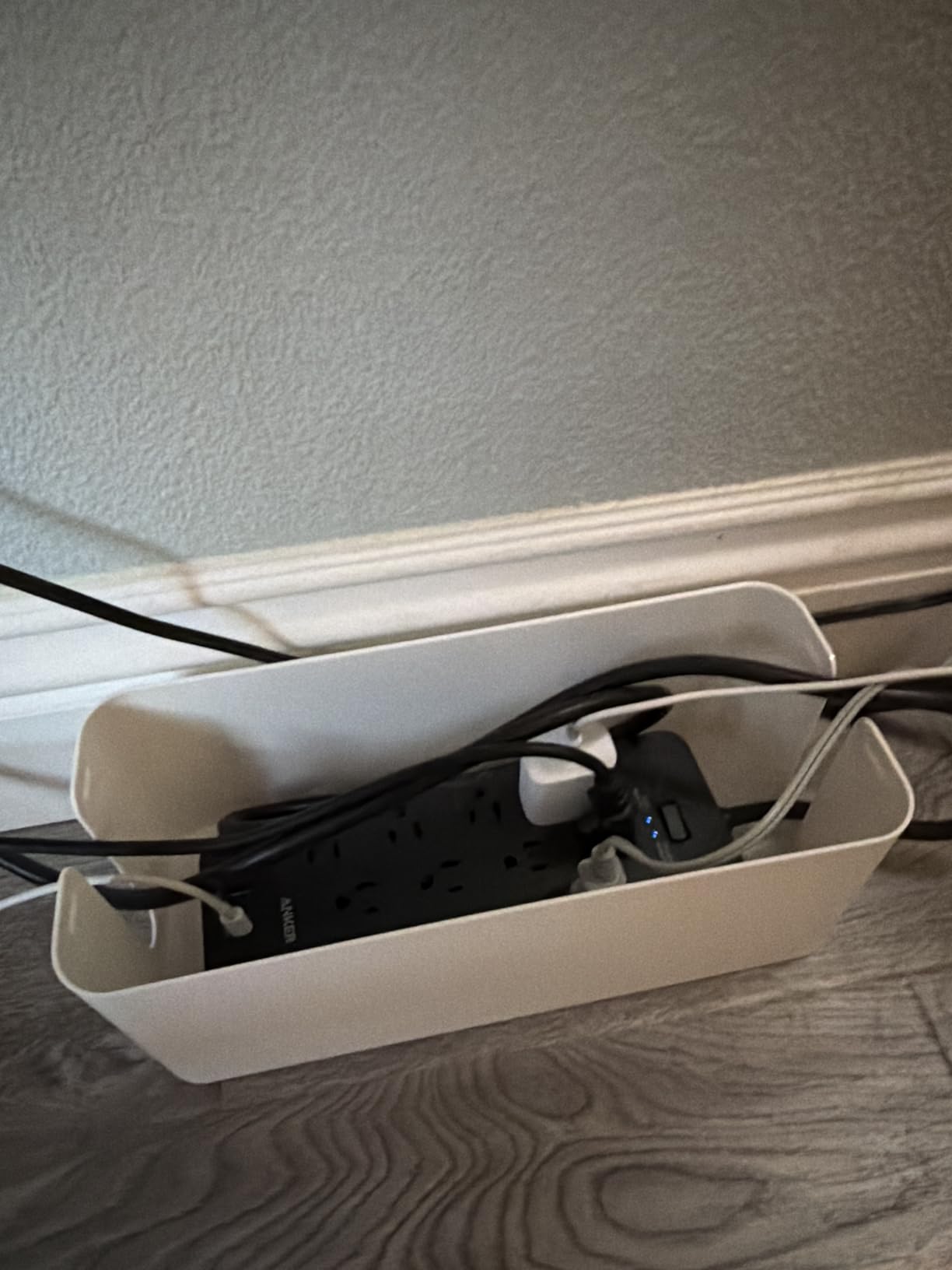 2 Pack Large Cable Management Box - Wooden Style Cord Organizer and Cover for TV Wires, Computer, Router, USB Hub and Under Desk Power Strip - Safe ABS Material and Baby-Pets Proof Lock (White) customer photo 2