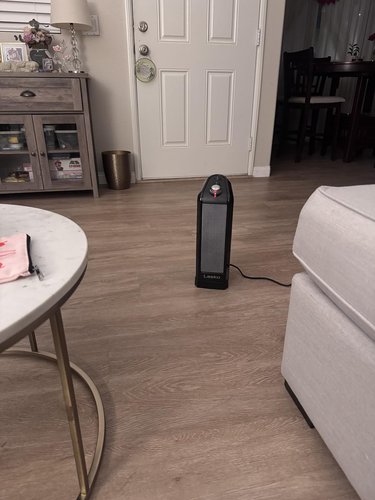 Lasko Oscillating Ceramic Tower Space Heater for Home with Overheat Protection, Adjustable Thermostat, and 2 Speeds, 15.7 Inches, Black, 1500W, CT16450 customer photo 1