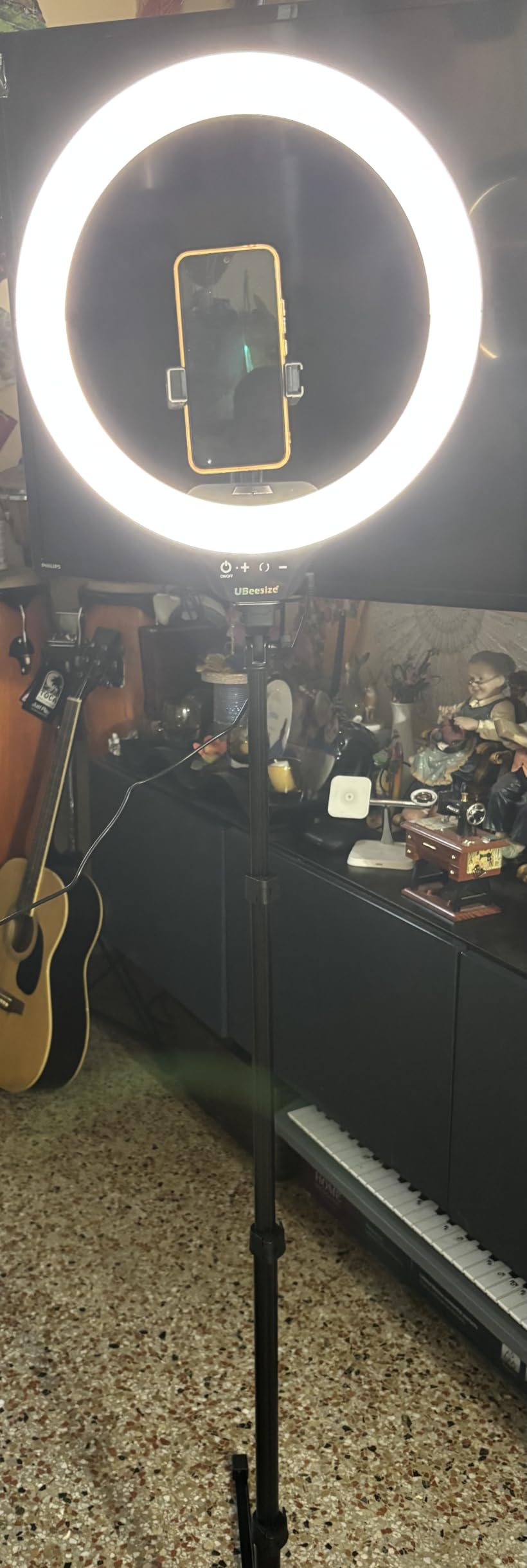 UBeesize 12'' LED Ring Light with 62'' Tripod Stand, Selfie Ring Light for Video Recording, Live Streaming, TikTok & YouTube, Compatible with iPhone & Android (Black) customer photo 2