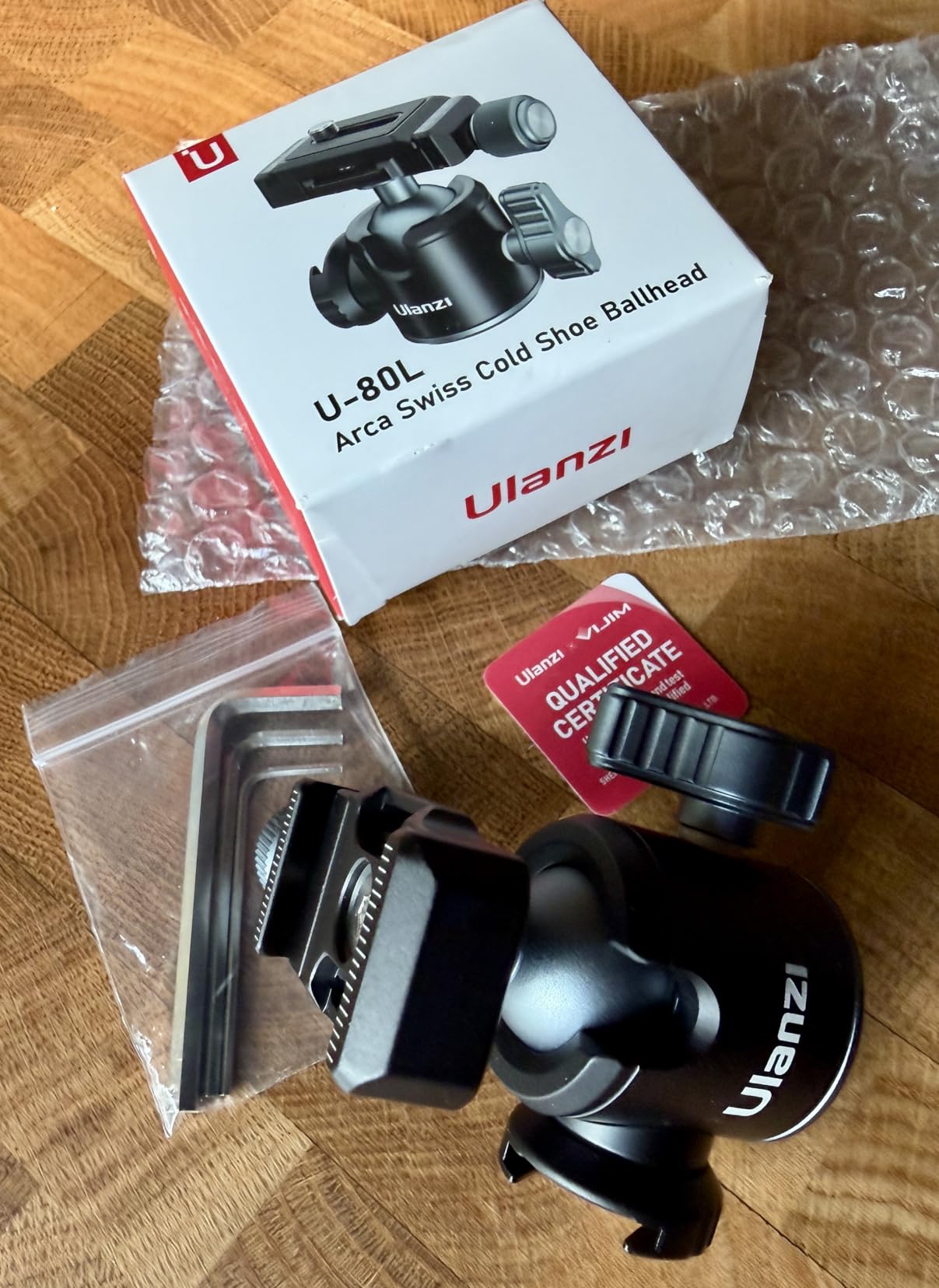 ULANZI U-80L Metal Ball Head Camera Mount Arca Swiss 360 Rotating with Quick Release Plate & Cold Shoe, 22lbs/10kg Load for 1/4