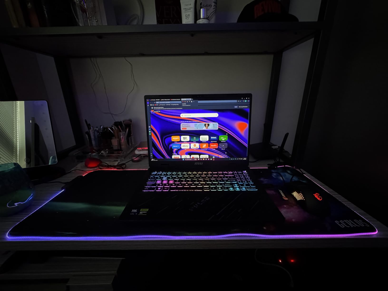 Gerlos RGB Gaming Mouse Pad, Large Extended LED Desk Mat with 12 Light Modes, Non-Slip Rubber Base, Water-Resistant, 31.5×11.8 Inch customer photo 1
