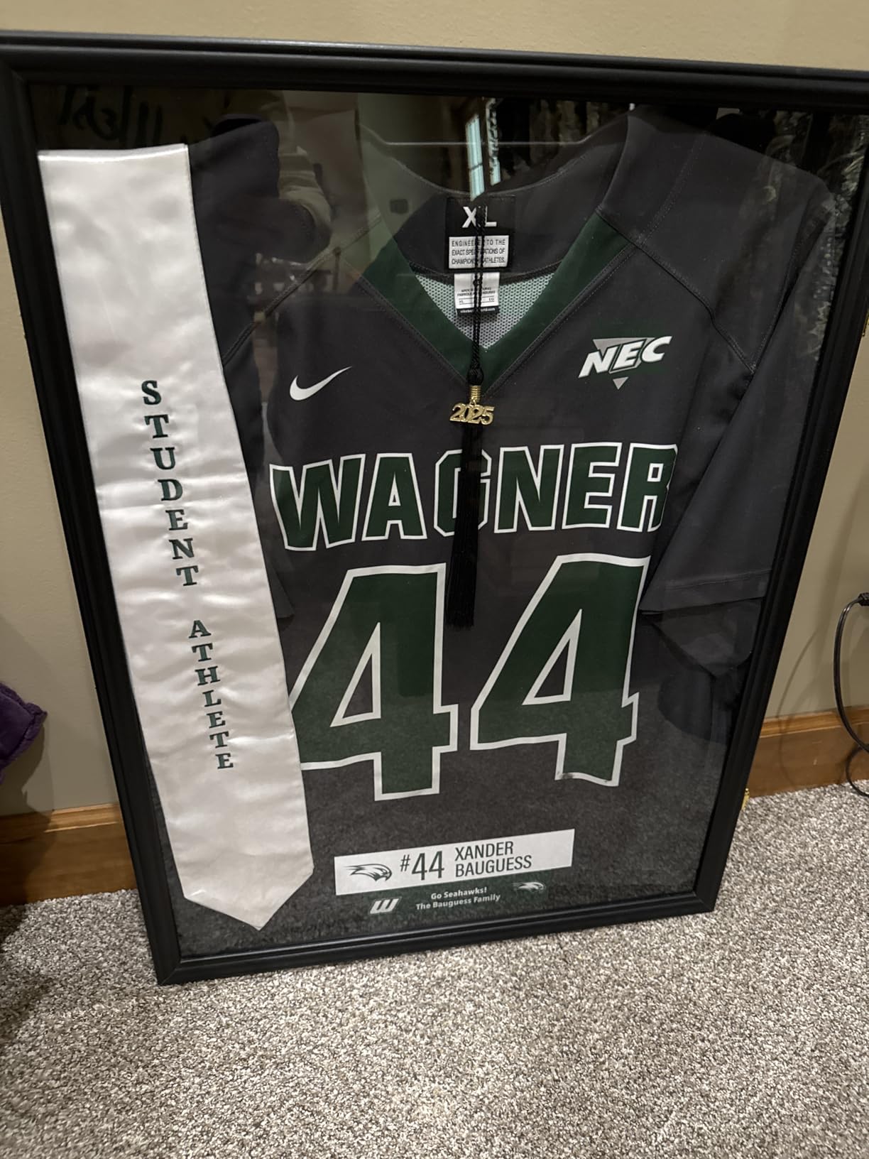 2XL Jersey Display Frame - Jersey Frame Display Case - Jersey Shadow Box for Baseball Basketball Football Soccer Hockey Sports Shirts, Uniform, UV Protection Acrylic Glass, 2 Hangers (Black) customer photo 1