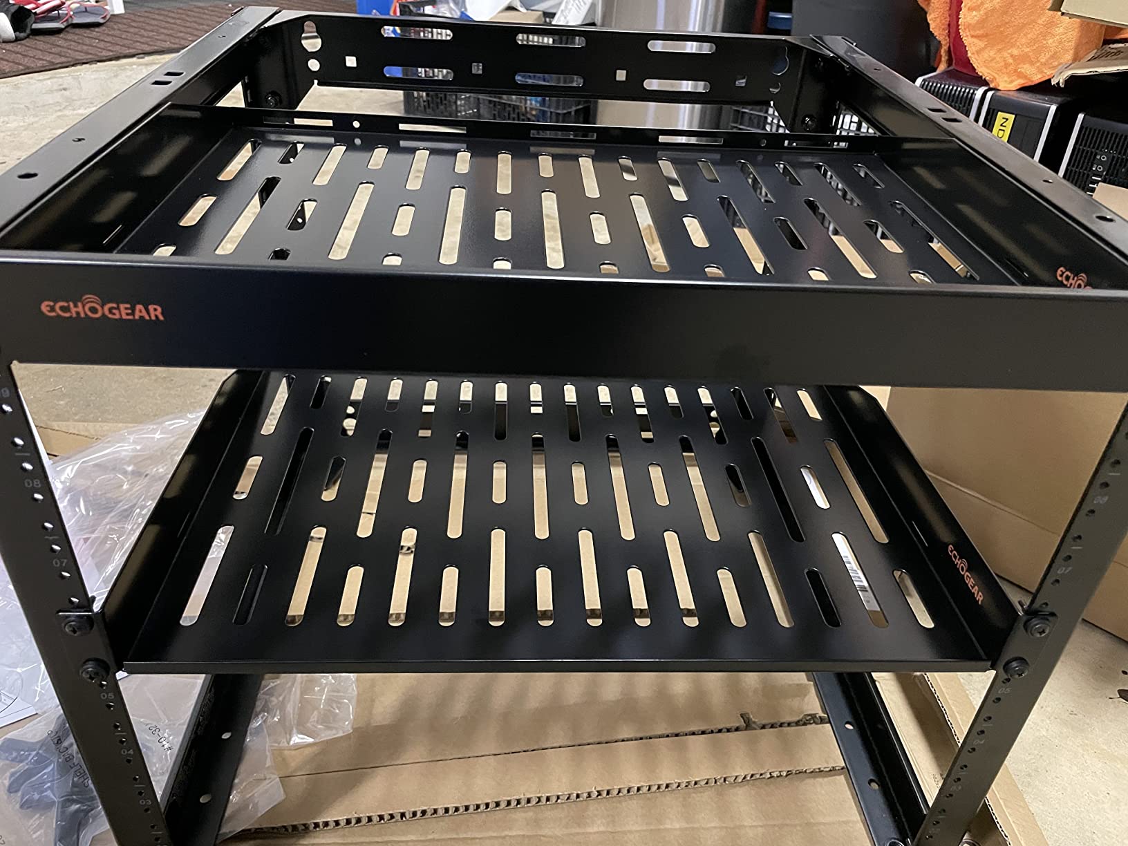 ECHOGEAR 10U Network Rack - Wall Mountable Heavy Duty 4 Post Design with Open Frame, Includes 2 1U Vented Shelves customer photo 2