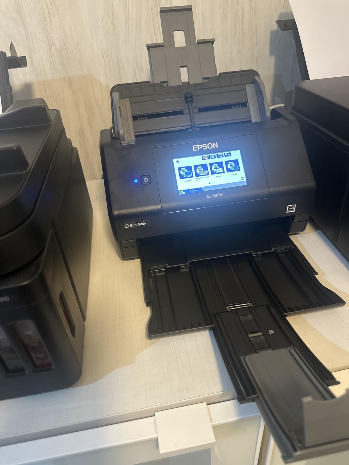 Epson Workforce ES-580W Wireless Color Duplex Tax Receipt & Desktop Document Scanner for PC and Mac with 100-sheet Auto Feeder (ADF), Intuitive 4.3' Touchscreen customer photo 1