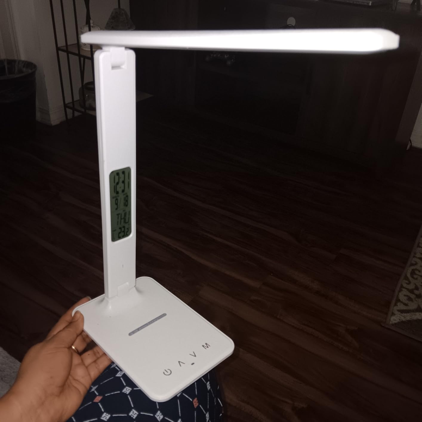 LED Desk Lamp with Wireless Charger, Suitable for Home, Office Dimmable, with USB Charging Port, Built-in Clock, Calendar, Thermometer and Automatic Timing Reading Desk Lamp customer photo 1