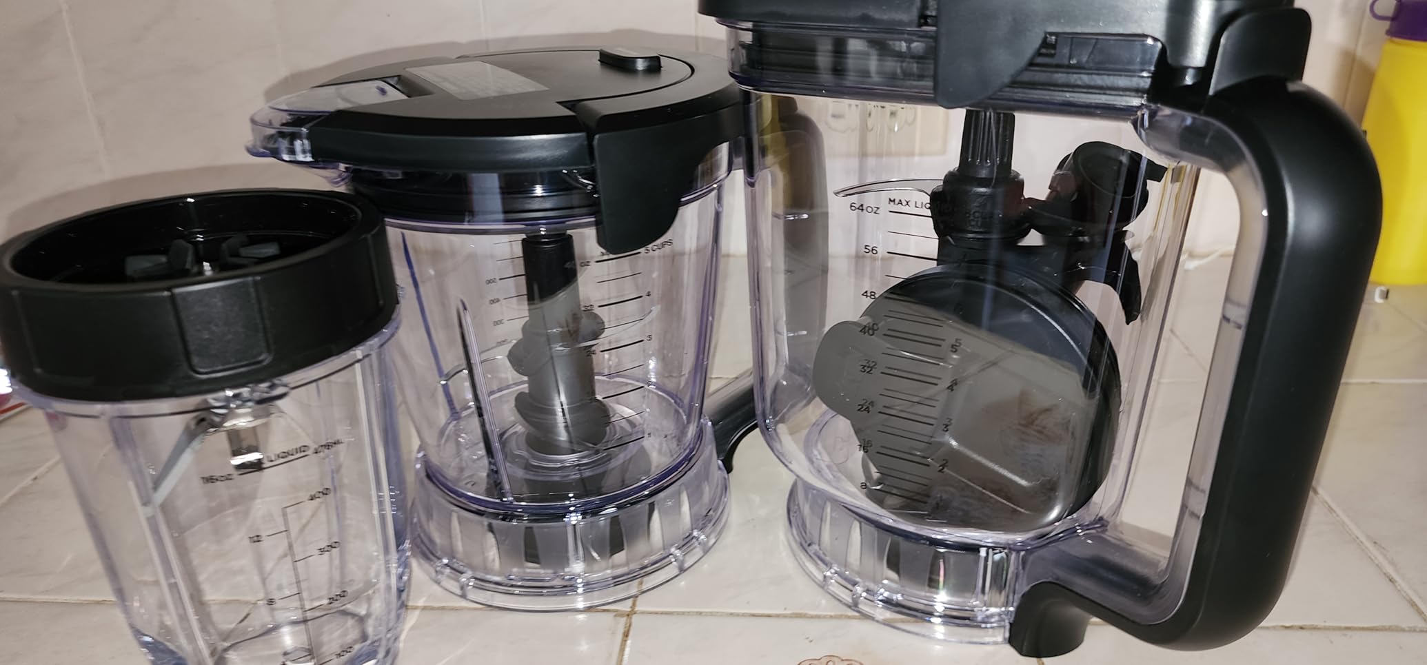 Ninja Blender, Compact Kitchen System, 1200W, 3 Functions for Smoothies, Dough & Frozen Drinks with Auto-IQ, 72-oz.* Blender Pitcher, 40-oz. Processor Bowl & 18-oz. Single-Serve Cup, Grey, AMZ493BRN customer photo 2