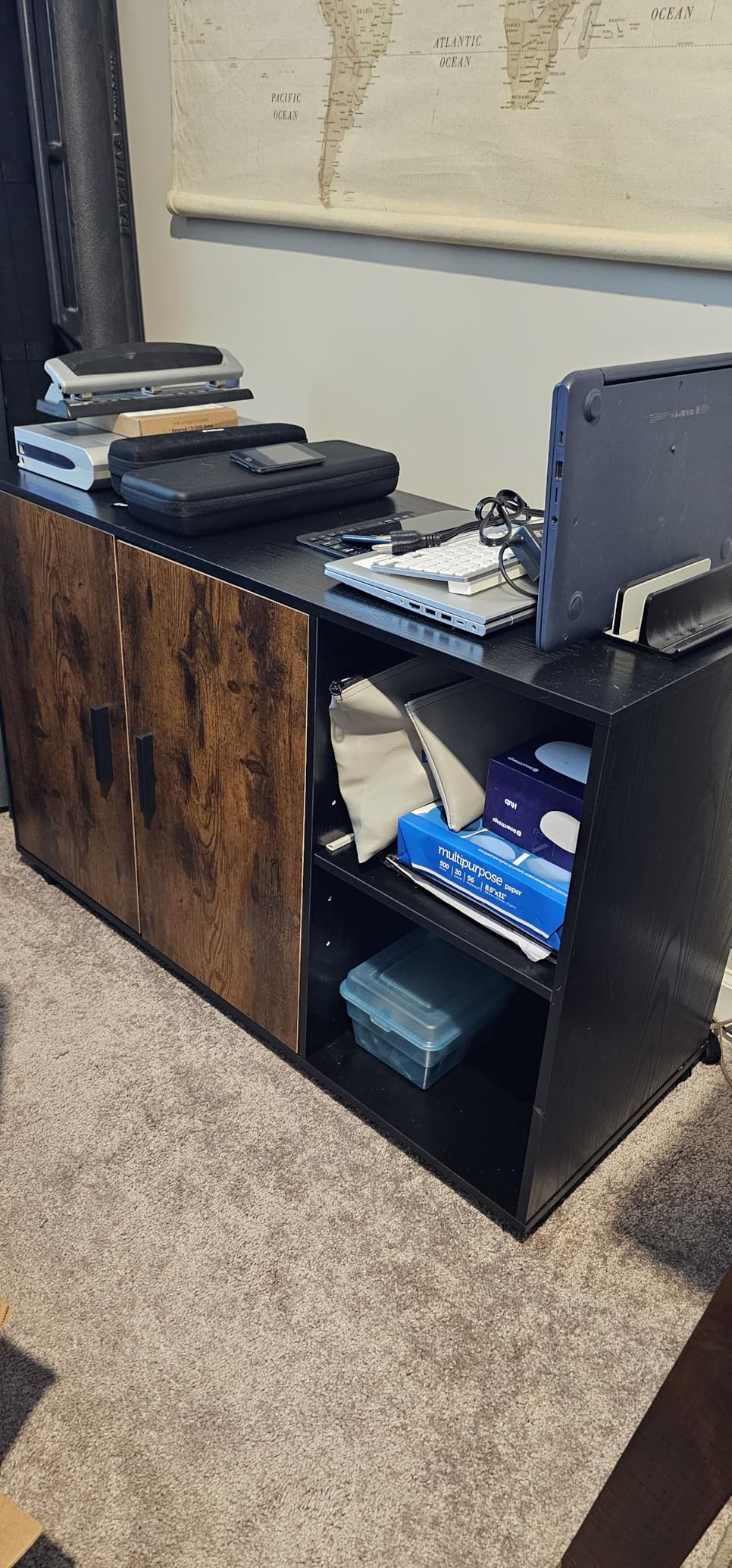 DEVAISE Office Storage Cabinet with Doors and Shelves, Lateral Printer Stand for Office Supplies and File Storage, Filing Cabinet for Home Office, Black customer photo 1