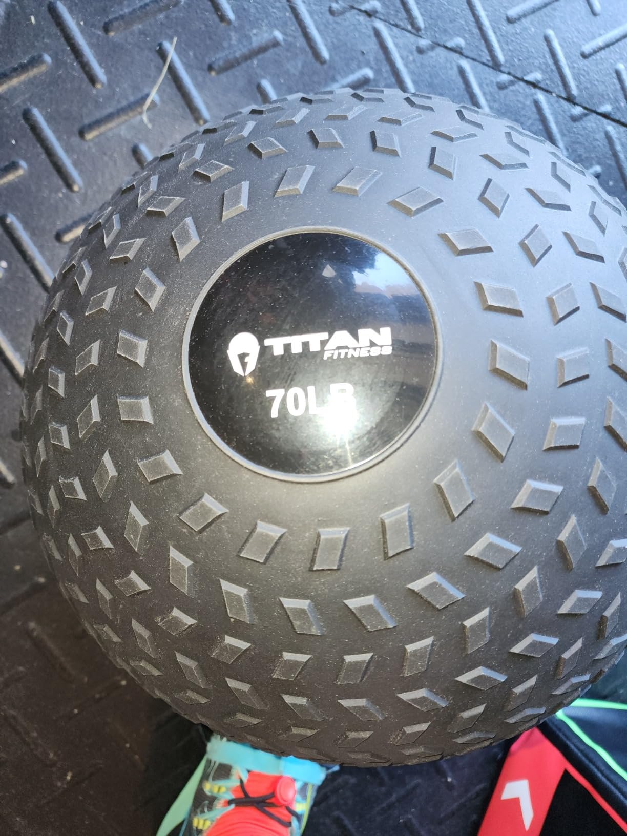 Titan Fitness Rubber Tread Slam Ball, Dead Bounce, Weight Workout - Throw, Catch, Slam, Twist customer photo 2