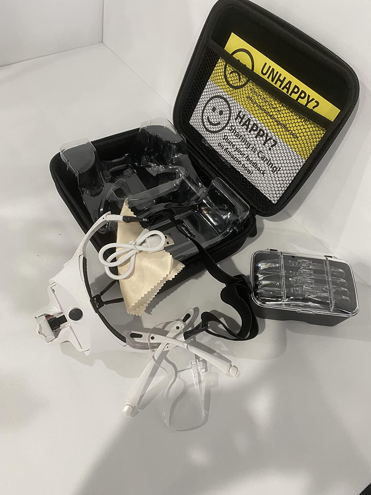 Vision Aid Magnifying Glasses with LED Light, 5 Lenses, Headband, Storage Case | Hands Free Lighted Head Mount Magnifier for Hobby Crafts Macular Degeneration Cross Stitch Diamond Painting Close Work customer photo 1