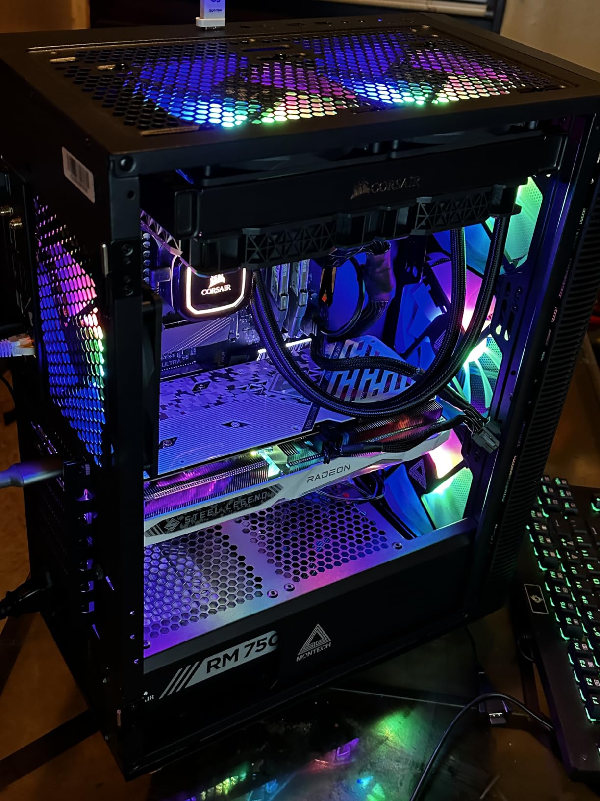 Montech X3 Mesh, 6 Fans - 3X 140mm & 3X 120mm Fixed RGB Lighting Fans, ATX Mid-Tower PC Gaming Case, USB3.0, Door Open Tempered Glass Side Panel, High Airflow, Black customer photo 2