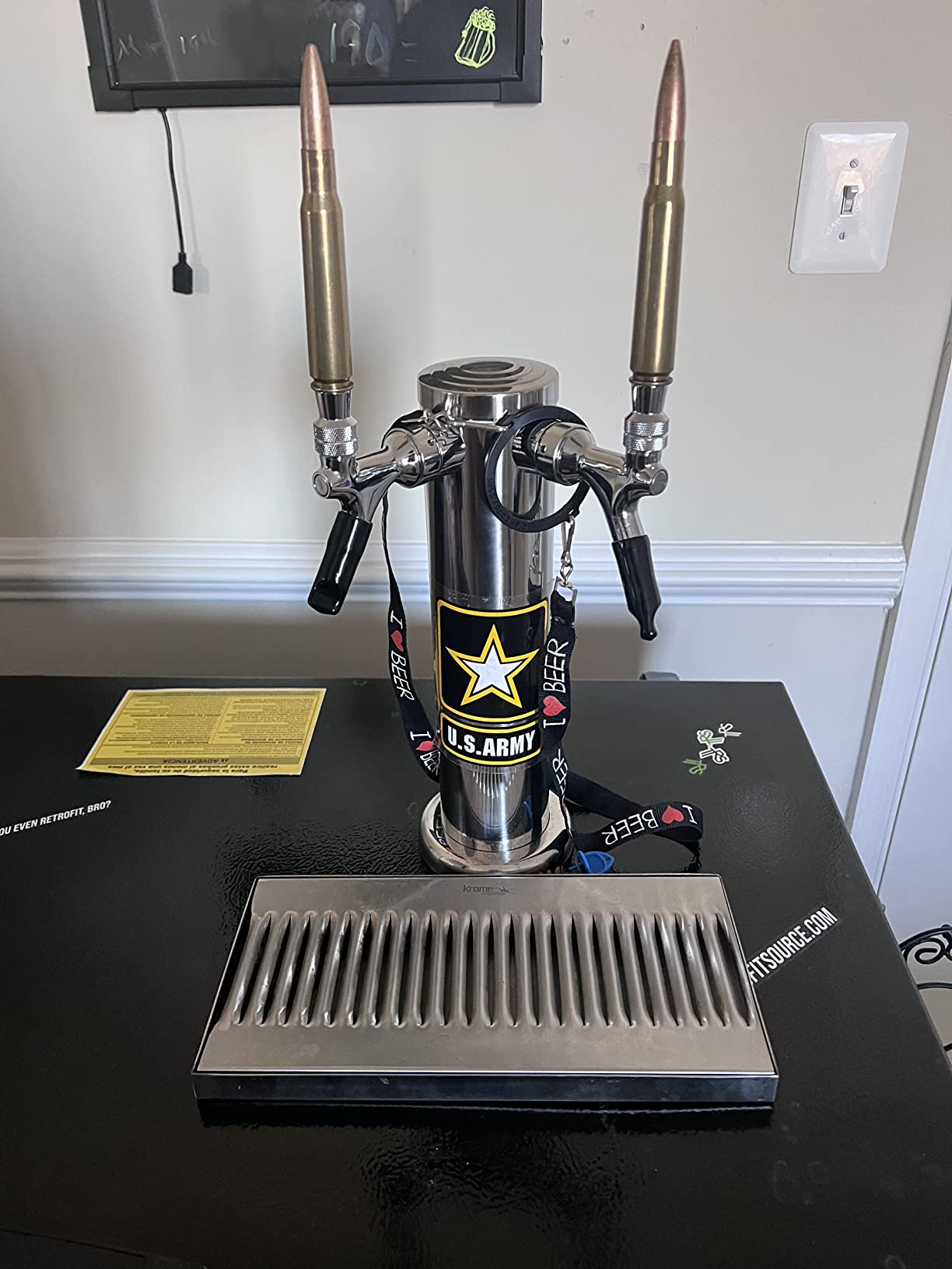 FERRODAY Kegerator Tower Dual Faucet Beer Tower Double Tap Beer Tower Dispenser Beer Tap Kegerator Parts Stainless Steel Tower Brass Faucet Stainless Core Pre-assembled Lines 3