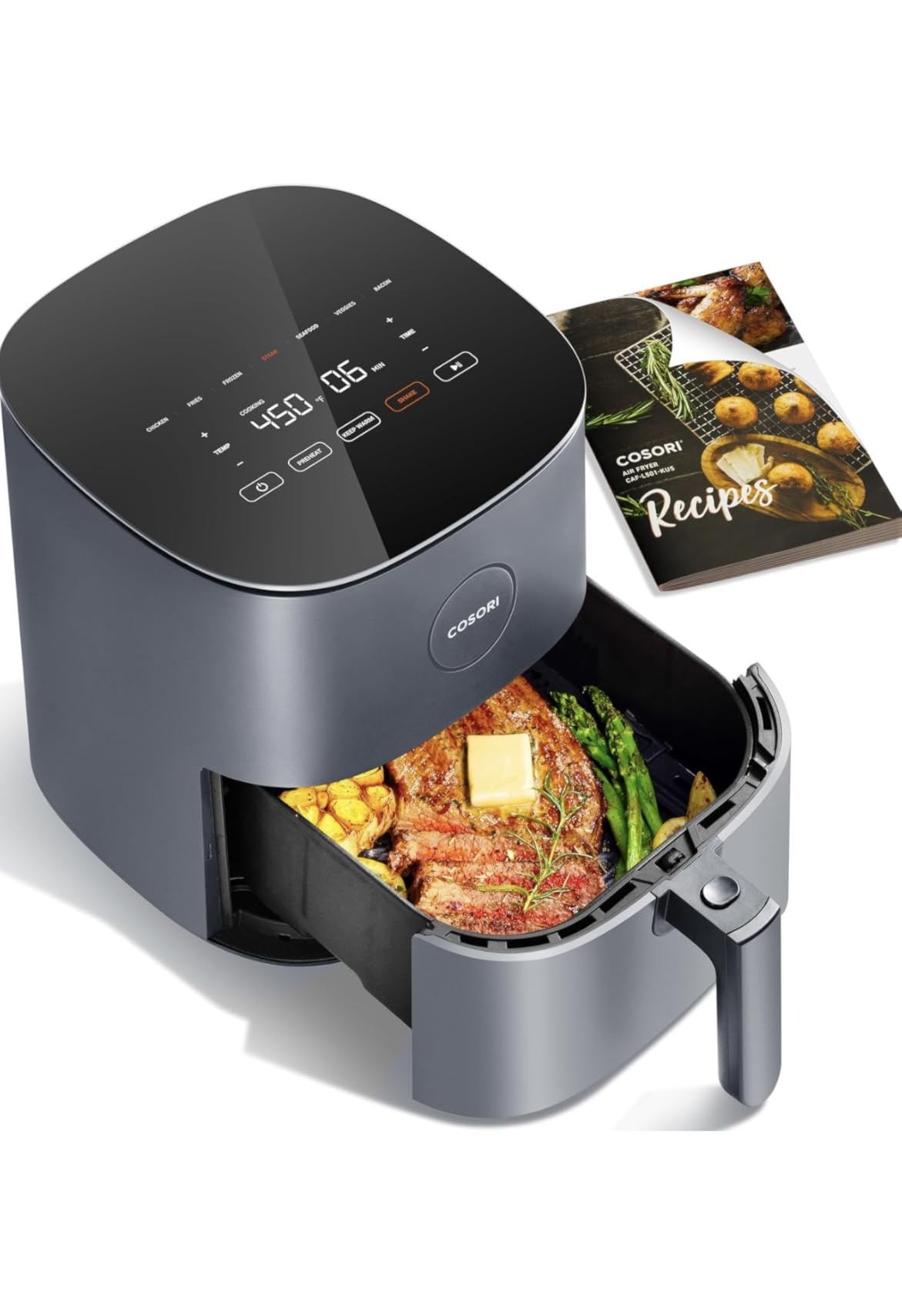COSORI Air Fryer Pro, Compact 5QT, Ceramic Coating, 7 Presets with Preheat & Keep Warm, 450℉, Easy to use & clean, Shake Reminder, 130+ In-App Recipes, Nonstick & Dishwasher-Safe Basket, Gray customer photo 2