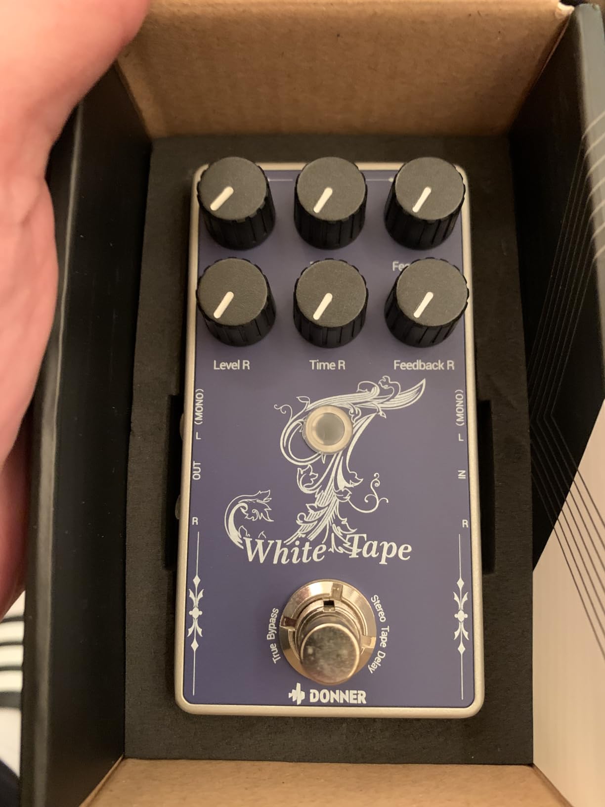 Donner White Tape Stereo Delay Pedal, Analog Delay with Echo Effect, True Bypass, 2 Independent Channels for Electric Guitar, Bass, Synth, Drum Machine customer photo 2