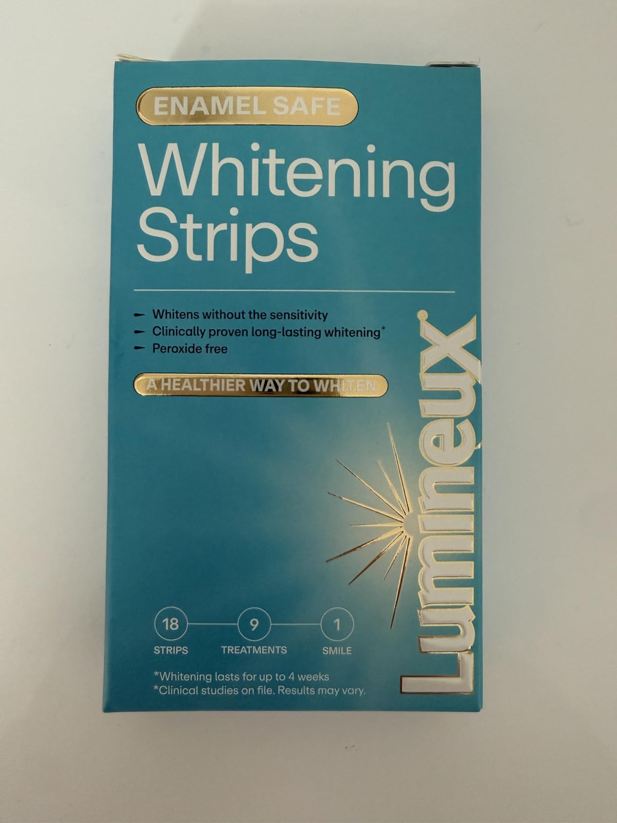 Lumineux Teeth Whitening Strips Kit - 9 Treatments - Peroxide Free - Enamel Safe customer photo 1
