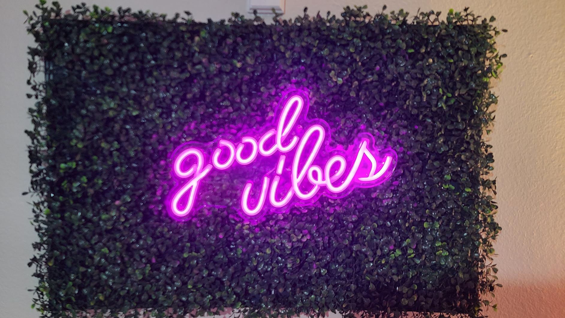 Pink Good Vibes Neon Sign - Neon Lights for Bedroom, LED Neon Signs for Wall Decor (16.1 x 8.3 inch) customer photo 1