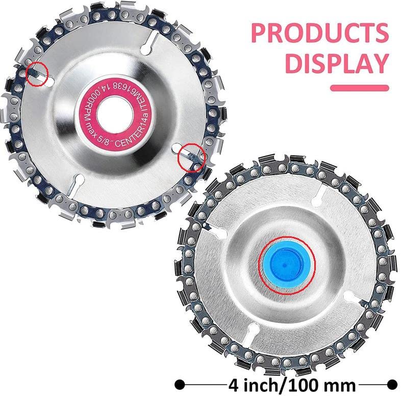 3 Pieces 5/8 Inch Wood Carving Chain Disc 4 Inch 22 Teeth Saw Blade Grinder Wood Carving Disc for 4 Inch/ 4-1/2 Inch Angle Grinder customer photo 1