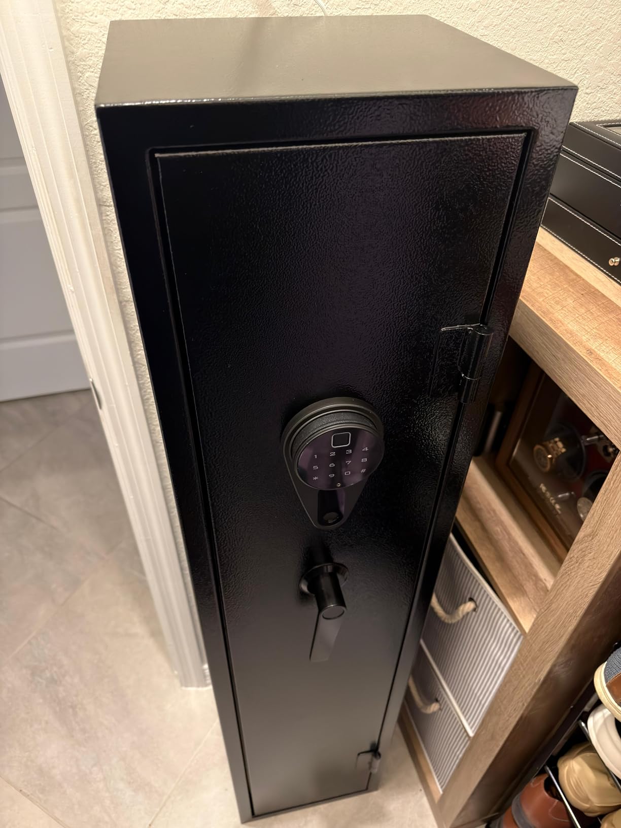 KAER Gun Safe,Rifle Safe,4-5 Gun Safes for Home Rifle and Pistols,Gun Safes for Rifles and Shotguns,Gun Cabinet with Fingerprint/Digital Keypad/Removable Shelf for Rifles Shotguns-11.8