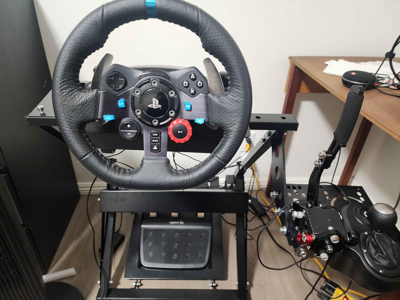 Marada X Frame Steering Wheel Stand Racing Sim Cockpit with Seat Slot Fit for Logitech G25 G27 G29 G920, for Thrustmaster T300 T248, for Fanatec, No Pedal & Shifter customer photo 1