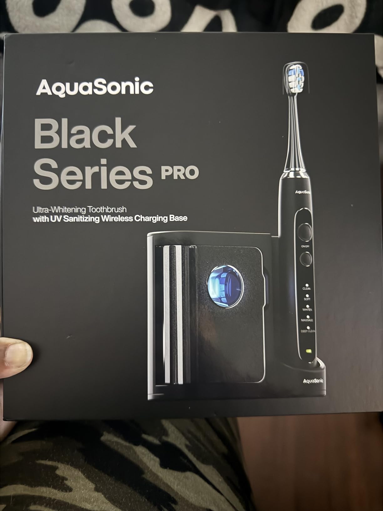 Aquasonic Black Series PRO UV - Ultra-Whitening Electric Toothbrush - 5 Modes & Smart Timers - UV Sanitizing Base, Premium Travel Case & 6 Proflex Brush Heads - ADA Accepted customer photo 1