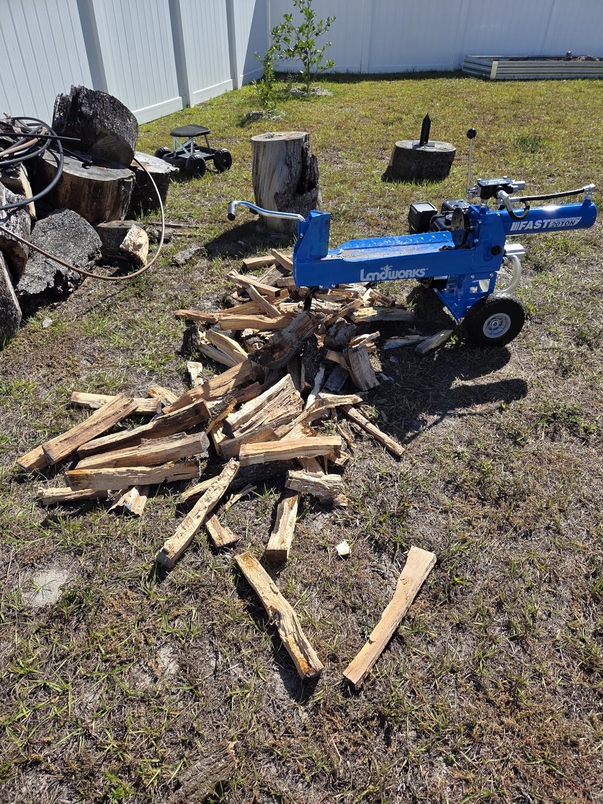 Landworks Log Splitter Portable 20 Ton Rapid Auto Return Ram System Bucher Gear Pump 7HP Engine Horizontal Full Beam Steel Wedge Firewood Splitting Forestry Harvesting customer photo 1