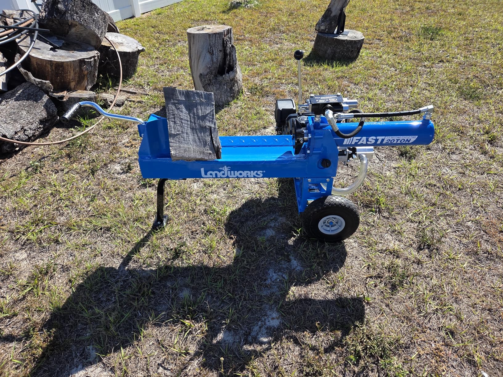 Landworks Log Splitter Portable 20 Ton Rapid Auto Return Ram System Bucher Gear Pump 7HP Engine Horizontal Full Beam Steel Wedge Firewood Splitting Forestry Harvesting customer photo 2