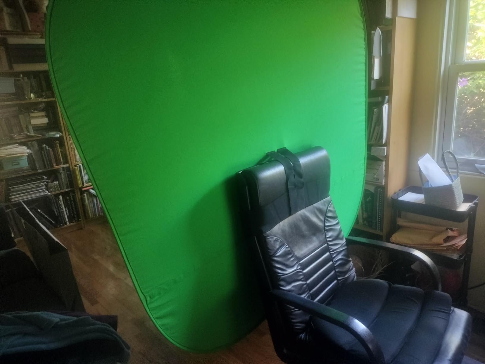 Portable Green Screen Chair, 59 in Greenscreen Backdrop with Stand Double Sided Foldable Green Background, Chroma Key, for Video Chats and Meetings, Photography, Photo Zoom, Streaming Games customer photo 2