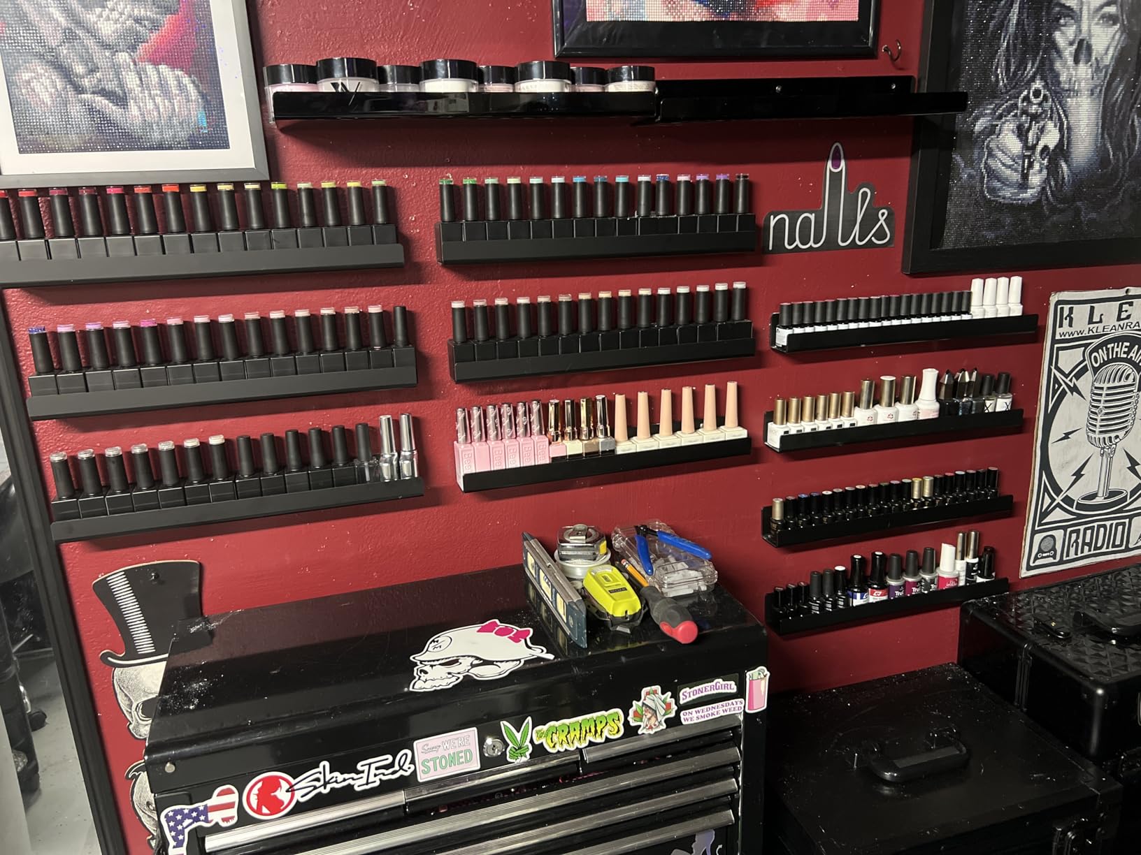 FEMELI Nail Polish Wall Rack: 6 Shelves 15 Inch Acrylic Nail Polish Holder Organizer for 66-90 Bottles customer photo 2