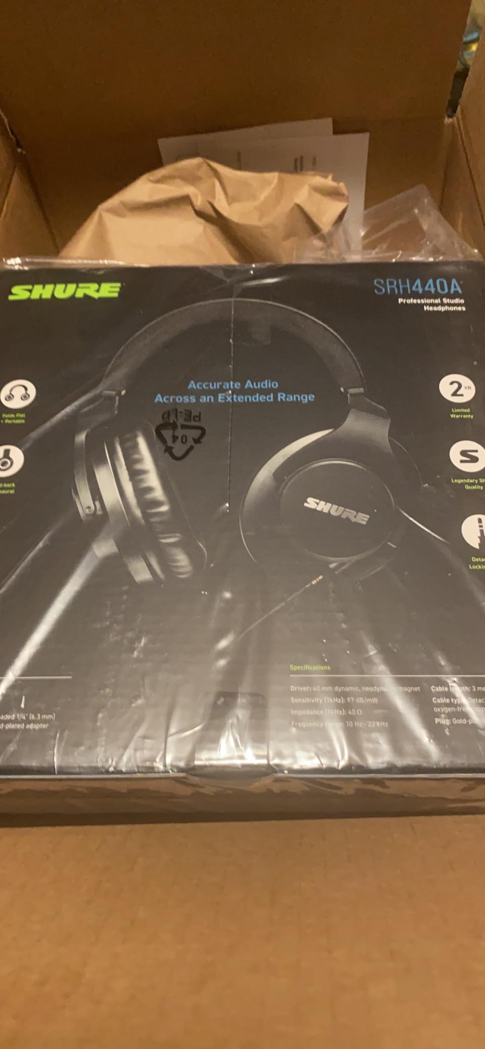 Shure SRH440A Over-Ear Wired Studio Headphones - Professional Monitoring and Recording Earphones with Accurate Frequency Response, Adjustable Collapsible Design, Black customer photo 1