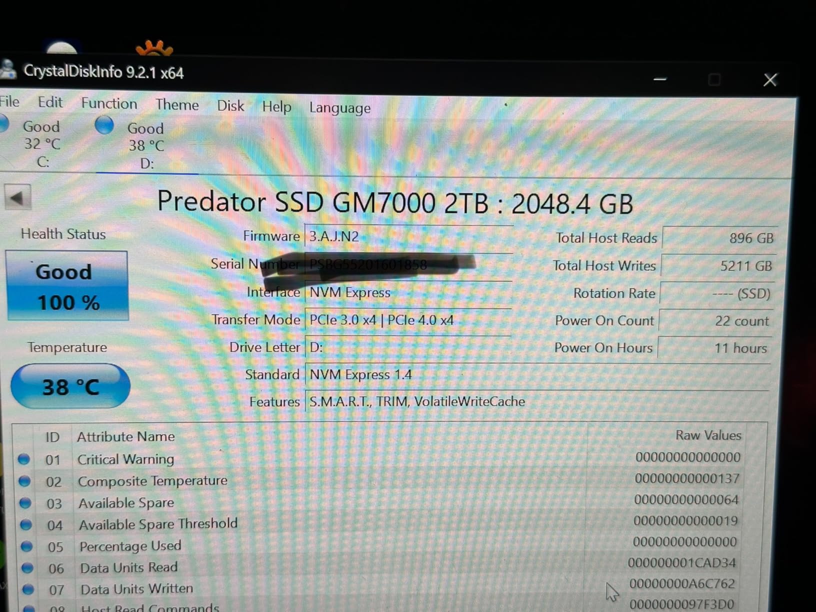Predator M.2 SSD 2TB GM7000 with DRAM cache NVMe 1.4 2280 PCIe Gen4x4 Ultra high speed (maximum read: 7400MB/s, max write: 6700MB/s) 3D NAND TLC Internal SSD Compatible with PS5 Pro customer photo 1