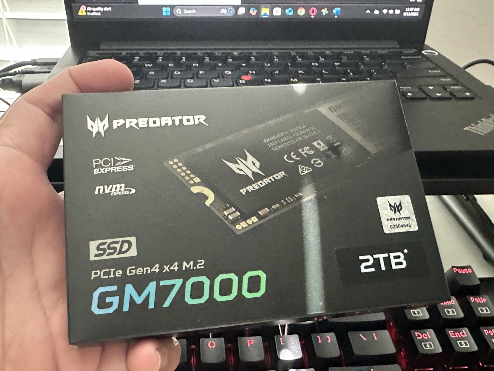 Predator M.2 SSD 2TB GM7000 with DRAM cache NVMe 1.4 2280 PCIe Gen4x4 Ultra high speed (maximum read: 7400MB/s, max write: 6700MB/s) 3D NAND TLC Internal SSD Compatible with PS5 Pro customer photo 2