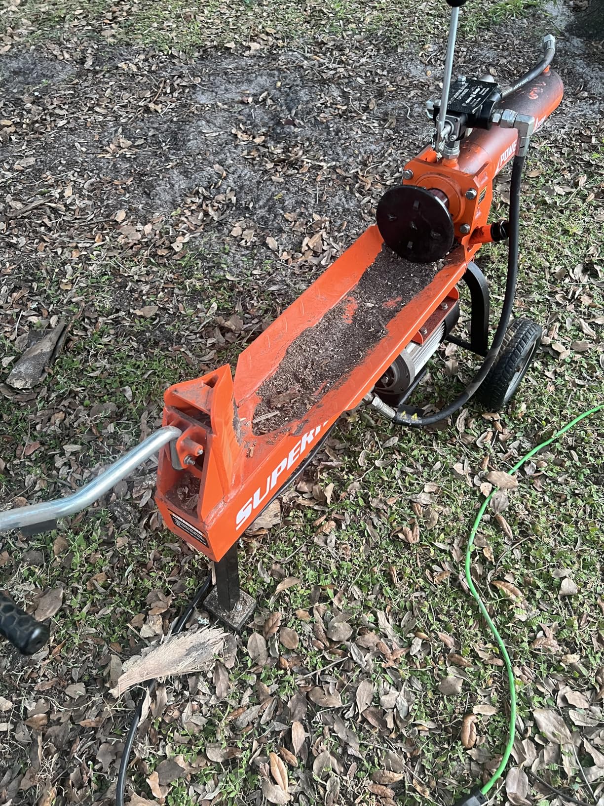 SuperHandy Log Splitter Portable Electric 14 Ton Rapid Auto Return Hydraulic Ram System Bucher Gear Pump 2.5eHP 15Amp Motor Horizontal Full Beam Steel Wedge Firewood Splitting Forestry Harvesting customer photo 1