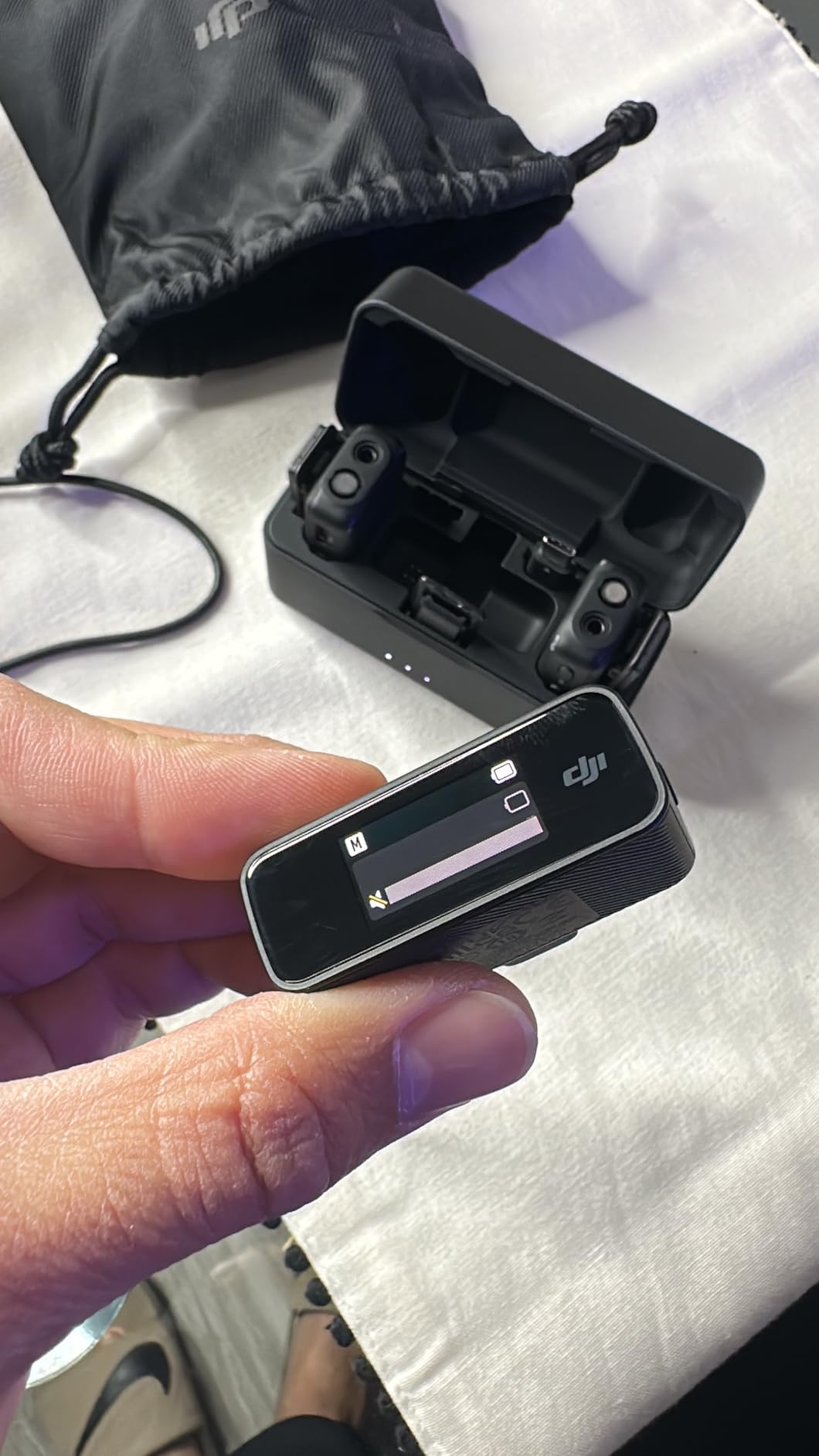 DJI Mic (2 TX + 1 RX + Charging Case), Wireless Lavalier Microphone, 250m (820 ft.) Range, 15-Hour Battery, Noise Cancellation Wireless Microphone for PC, iPhone, Record Interview, YouTube, Black customer photo 1